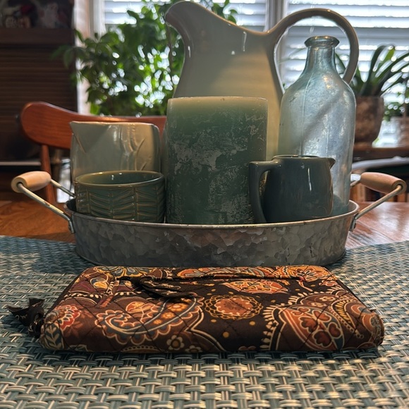 VERA BRADLEY Kensington Zip Around Wallet Brown Tan Blue Paisley - Picture 5 of 5